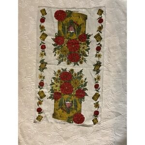 Vintage Colonial Parisian Eagle Drum Line Tea Towel Floral Bouquet Americana NEW